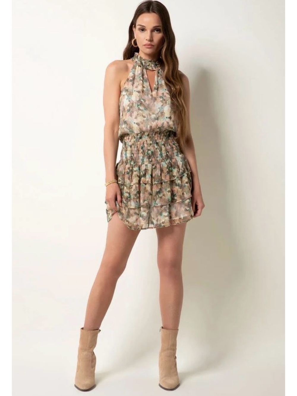 Tart Halter Mini Dress in Blush Multi Floral - Small